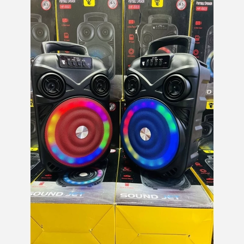 اسپیکر سایز برزگ مدل HF-662 مشخصات محصول سایز 8 اینچ رم و فلاش خورر بلوتوث دار رقص نور دار کنترل