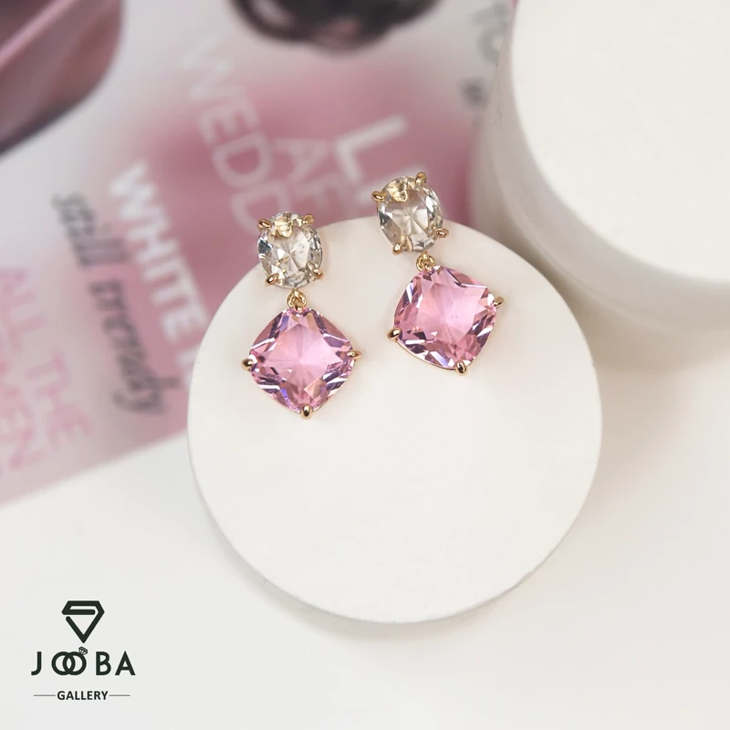 گوشواره سوارسکی مکعب ژوپینگ