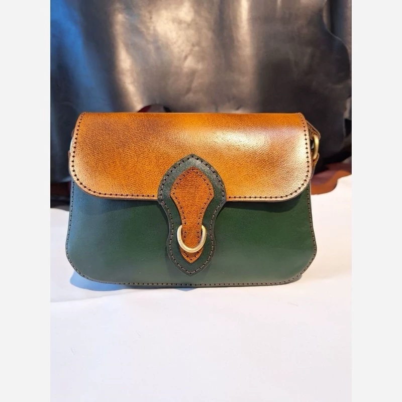 کیف زنانه چرم طبیعی گاوی دست دوز کیف دخترانه چرم طبیعی