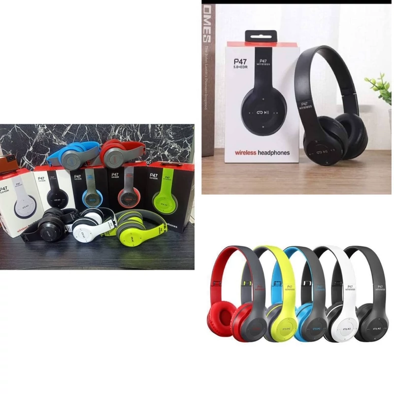 هدفون p47ارسال رایگان بلوتوثی در 5 رنگ مموری خور