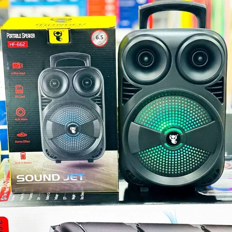 اسپیکر چمدانی مدل HF-662 رم و فلاش خور بلوتوث دار و رقص نور زیبا