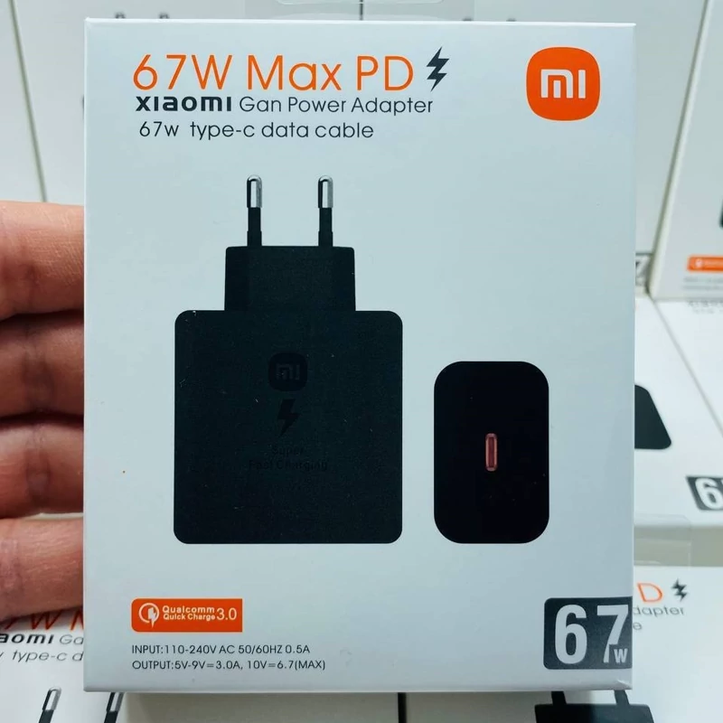 شارژر اصل سرکارتن اصلی 67 وات شیائومی (کلگی و کابل) (ارسال سریع امروز)