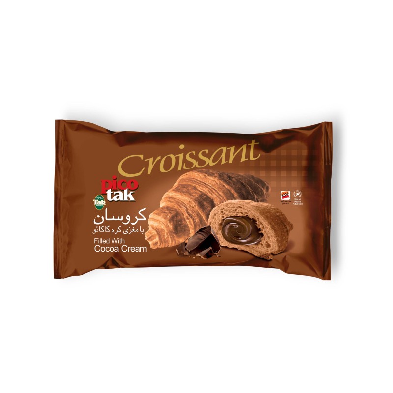 کروسان شکلاتی با مغزی کرم کاکائویی 60 گرمی (10کارتن 24 عددی)