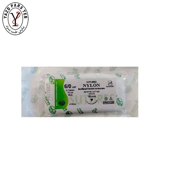 نخ بخیه نایلون 6/0 سوزن 16 میلی 3/8 کت پزشکیاران امین راه سلامت