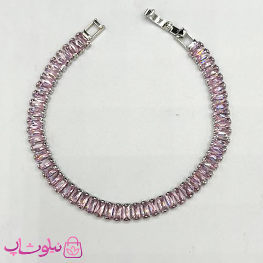دستبند زنانه طرح تنیسی نقره ای صورتی کد 138