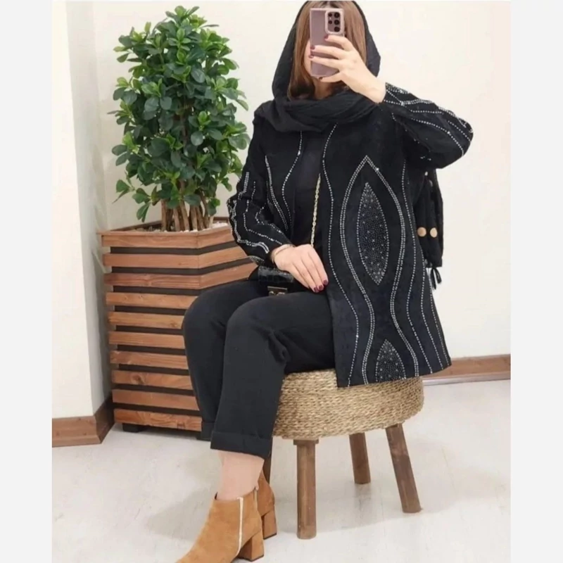 مانتو مجلسی زنانه مخمل نگینی مانتو کتی زنانه مجلسی ارسال رایگان  