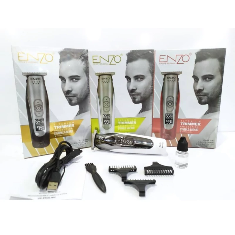 ماشین اصلاح و خط زن حرفه ای انزو اصل ایتالیا باتری لیتیم دیجیتالی تیغ تیتانیوم شارژی و مستقیم برق