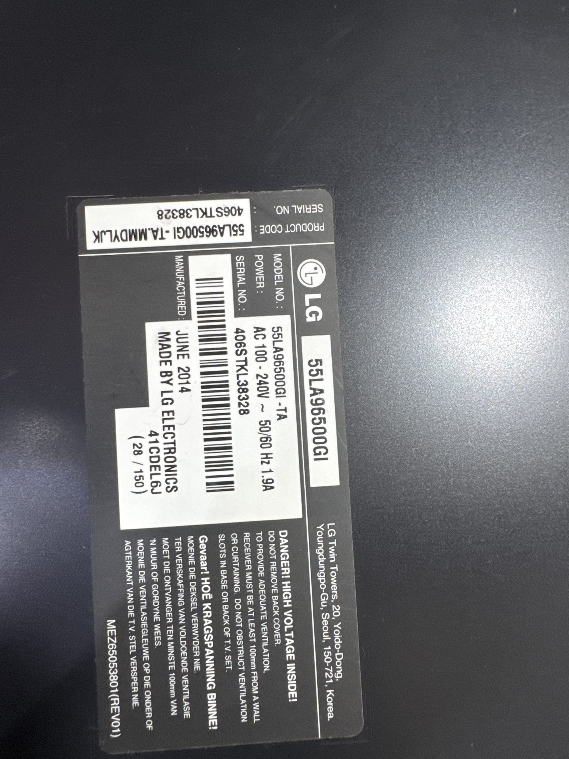 دیفیوزر و بکلایت55LA96500GI سالم