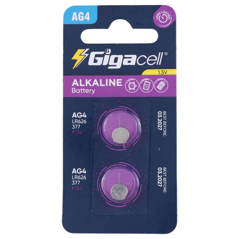 باتری سکه ای گیگاسل آلکالاین Gigacell Alkaline AG4 بسته 2 عددی