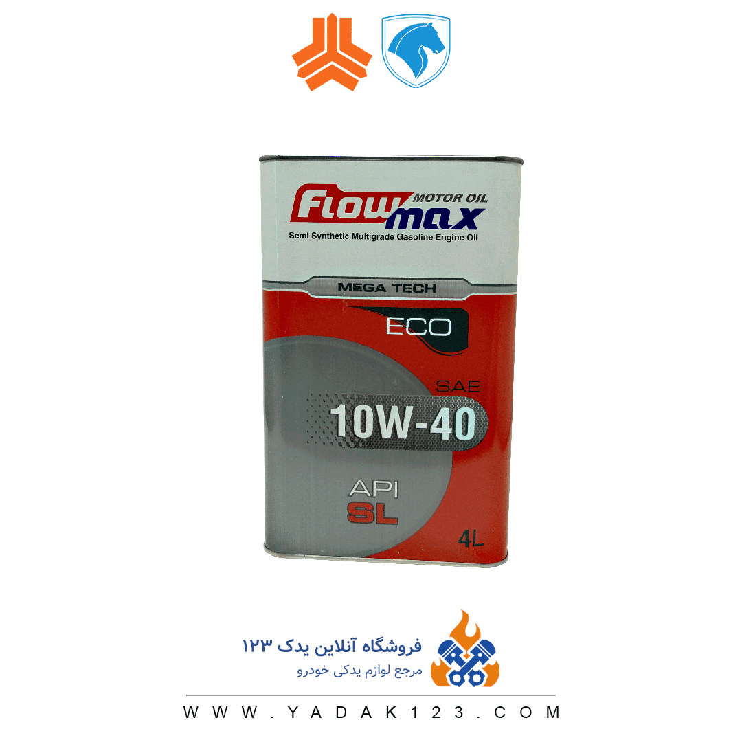 روغن موتور فلومکس 10W40 SL مدل اکو چهارلیتری فلزی