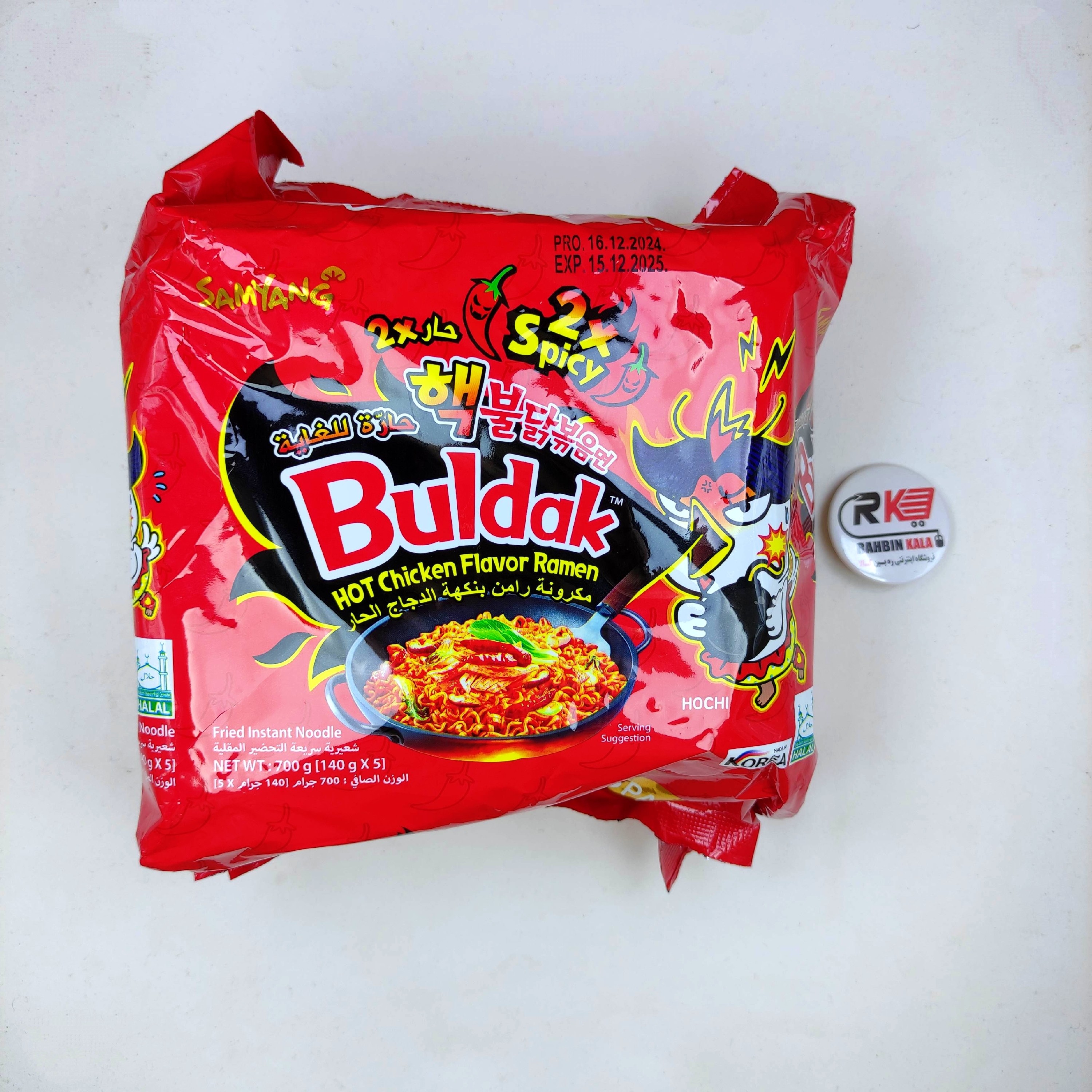نودل فوری سامیانگ مرغ تند بلداک بسته 5 عددی SAMYANG مدل Hot Chicken Flavor Ramen