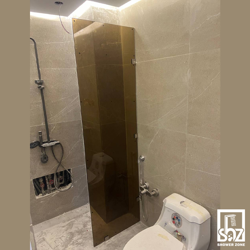 دیوایدر حمام 80 سانت فریم لس شیشه رنگی