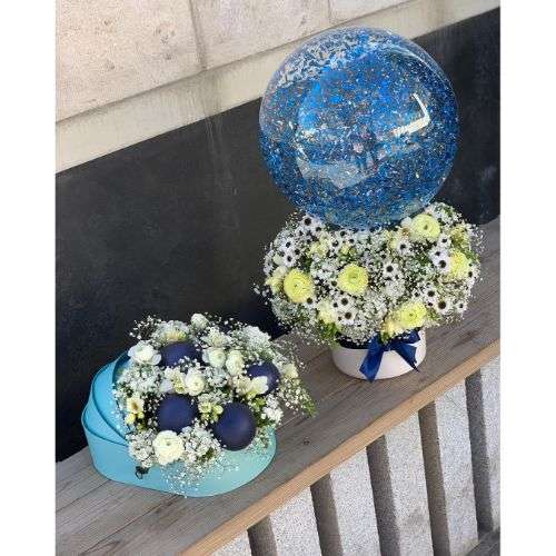 خرید اینترنتی باکس گل تولد نوزاد d271