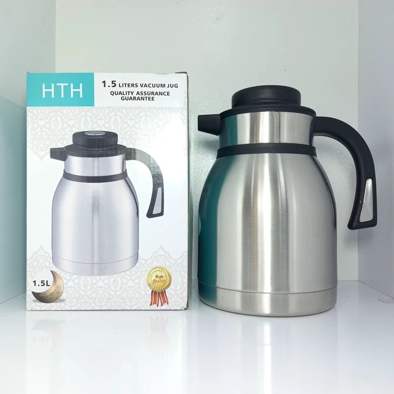 فلاسک استیل HTH 1.5 لیتری وارداتی (اصلی و ضخیم)،فلاسک بدون شیشه،فلاسک چای،فلاسک مسافرتی،فلاسک HTH، پفلاکس استیل،پسکرایه