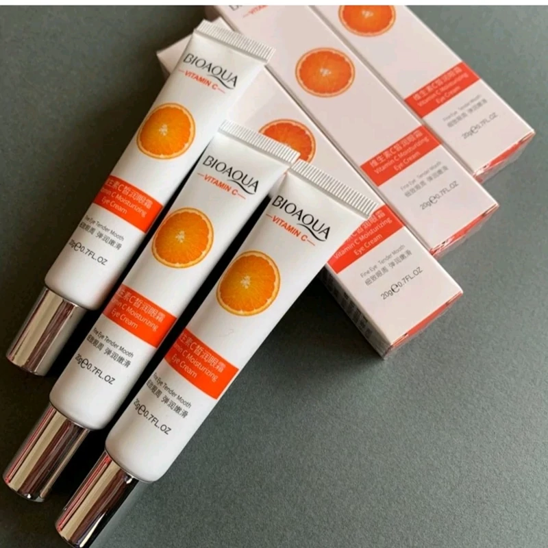 کرم دور چشم ویتامین c پرتقال از برندبیوآکوا روشن کننده و آبرسان پوست دورچشم