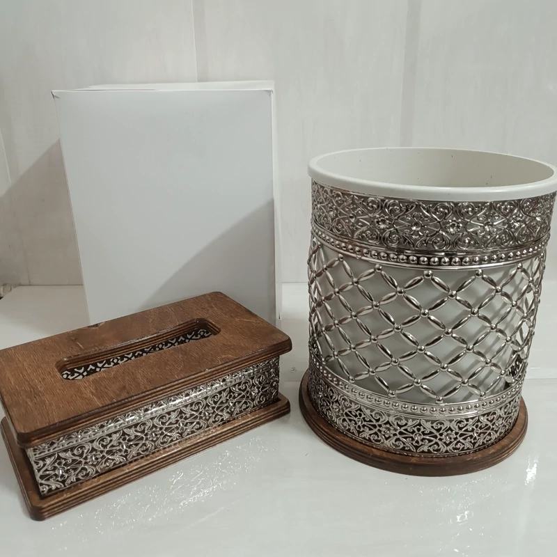 سطل و جادستمال مدل چوبی ( سطل و جا دستمال)