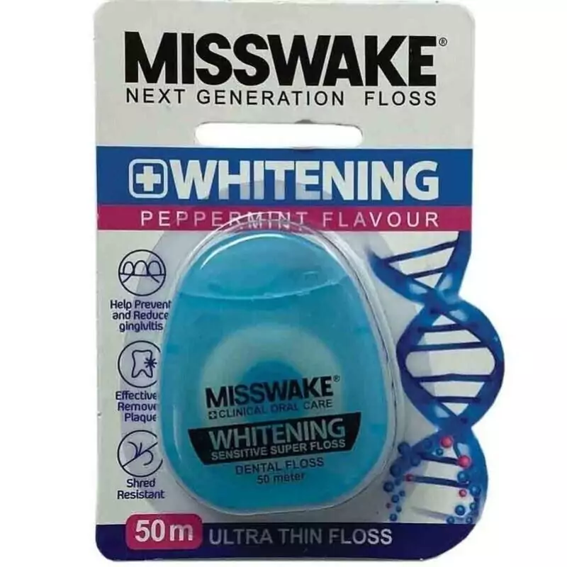 نخ دندان سفیدکننده Misswake میسویک مقاومت بالا در برابر سایش مدل Whitening