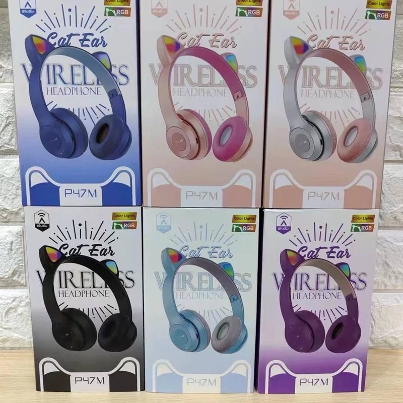 هدست بلوتوثی عروسکی هدست دخترونه هدفون کودکانه چراغ رقص نور دار