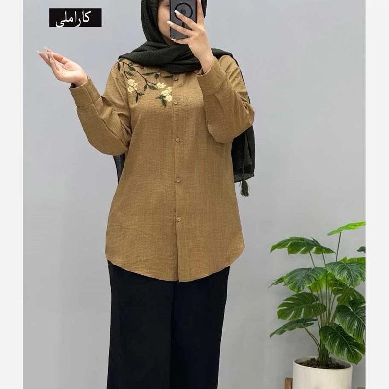 مانتو شکوفه گلدوزی جنس شانتون