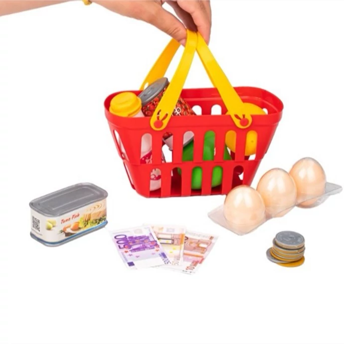 اسباب بازی سبد خرید فروشگاهی سوپر مارکتی کودک با وسایل میوه و غذا