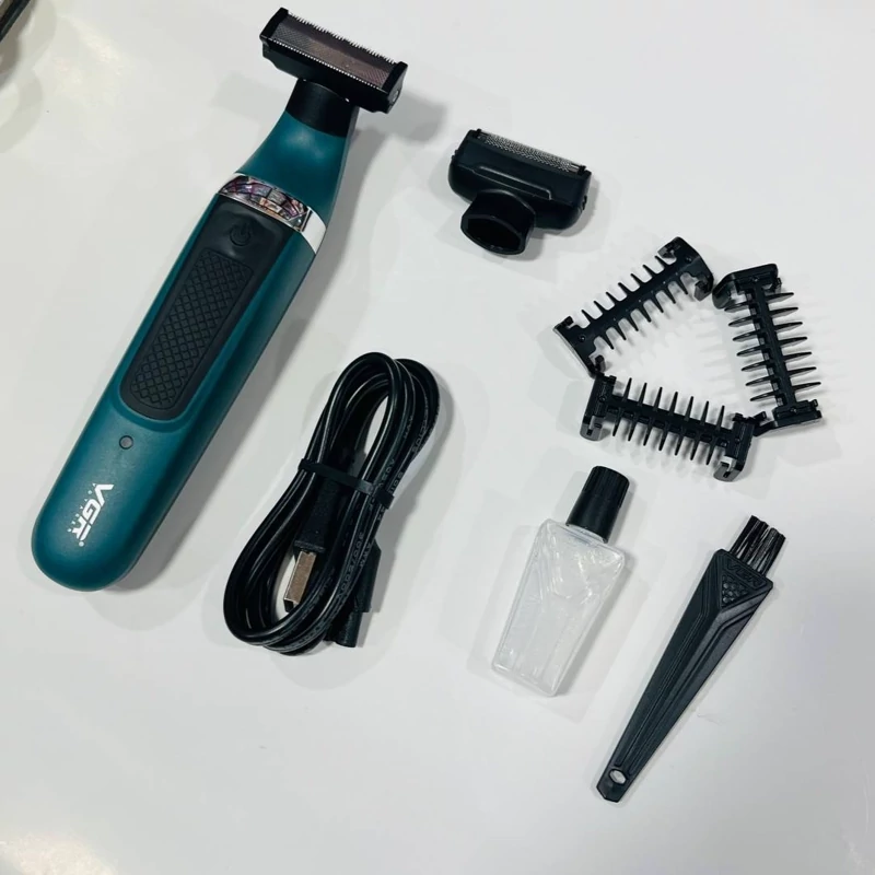 ست ماشین اصلاح یا ژیلت برقی موی صورت و بدن وی جی ار مدل 393