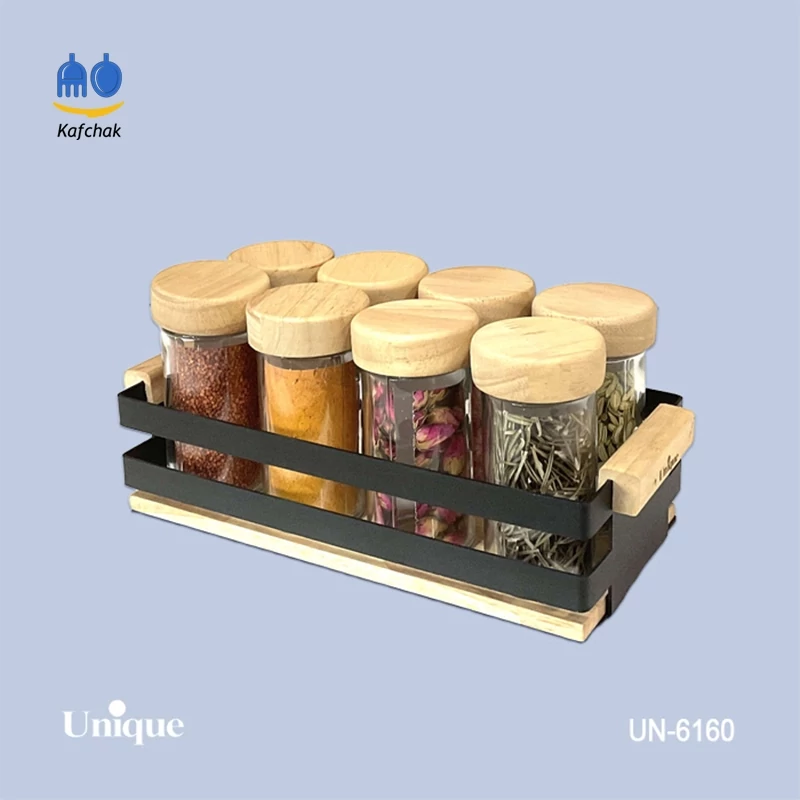 ست جا ادویه یونیک - مدل 6160 - درب چوبی