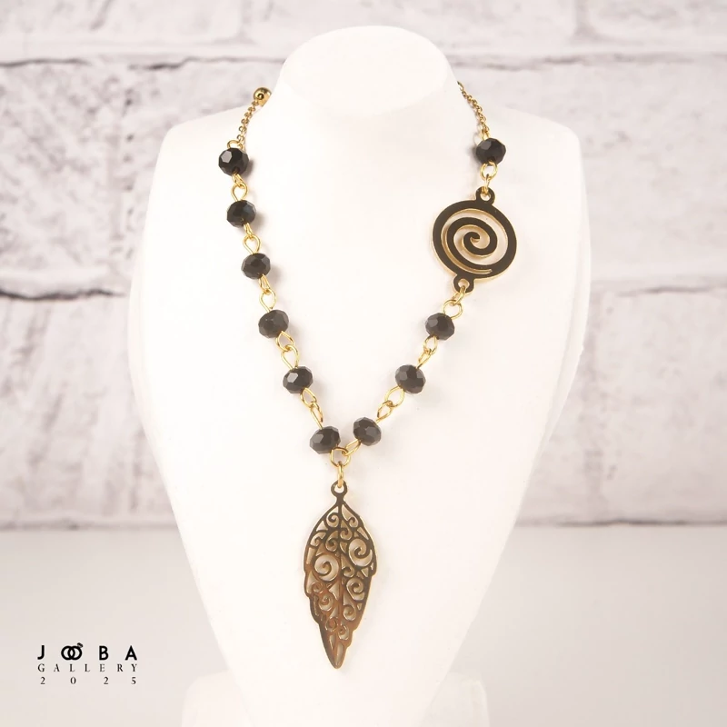 گردنبند سنگی مشکی ژوپینگ کد 1081061579