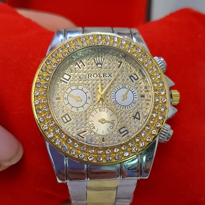 ساعت مردانه رولکس دور نگین طرح سه موتوره عمده و تک