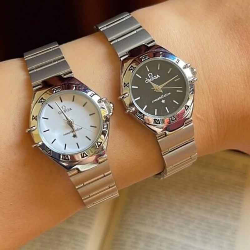 ساعت زنانه امگا تمام استیل صفحه سفید