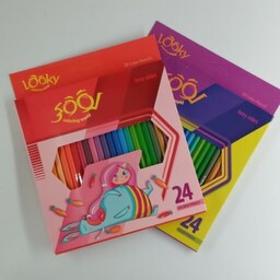 مداد رنگی لوکی بسته 24 عددی با کارتن در طرح های مختلف فانتزی