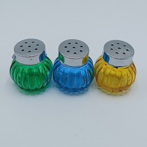 نمکدان سه تایی رنگی سبز آبی زرد  با کیفیت عالی و قیمت مناسب کد 844