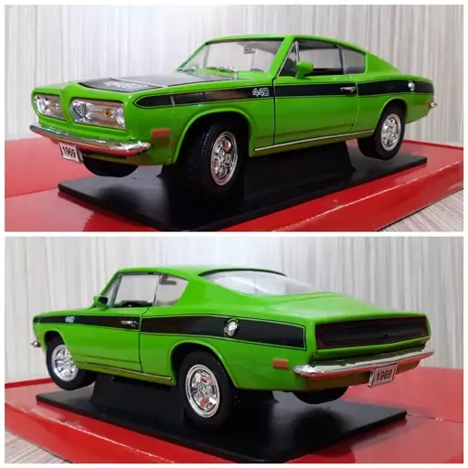 ماکت ماشین - پلیموث باراکودا 1969 - 1969 Plymouth Barracuda - مقیاس 1.18 برند رودسیگنیچر (یاتمینگ) - فلزی - سه درب بازشو