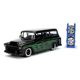 ماکت ماشین - شورلت سابربن 1957 - 1957 Chevy Suburban - مقیاس 1.24 برند جادا Jada مشکی - فلزی - فول بازشو + تجهیزات اضافی