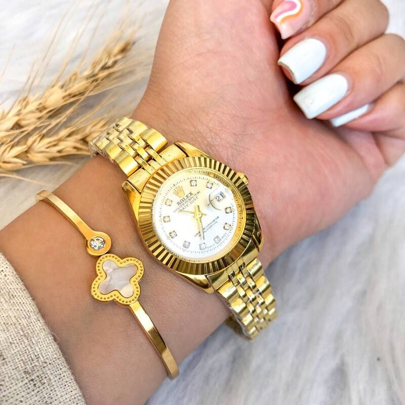 ساعت رولکس زنانه همراه با دستبند 