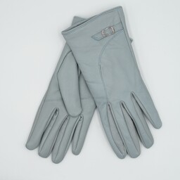 دستکش زنانه شیک چرم طبیعی درجه یک و کیفیت دوخت عالی رنگ نیلی روشن چرم 