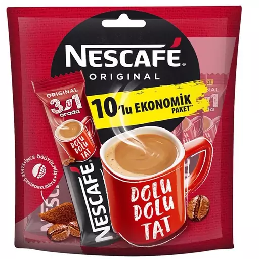 قهوه فوری نسکافه گلد بسته 10 عددی 3 در 1 نسکافه Nescafe