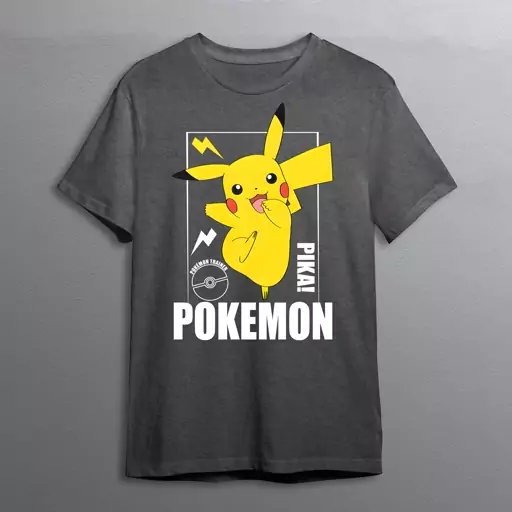 تیشرت طوسی طرح  Pokemon Pikachu (پوکمون پیکاچو)