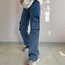 شلوار زنانه جین کارگو مدل بهاره جنس لی سنگشور سایزبندی 38تا46قیمت بااحترام به شما568000تومان
