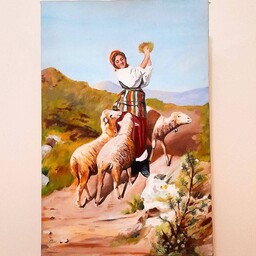 نقاشی رنگ روغن دختر روستایی با ابعاد مختلف 