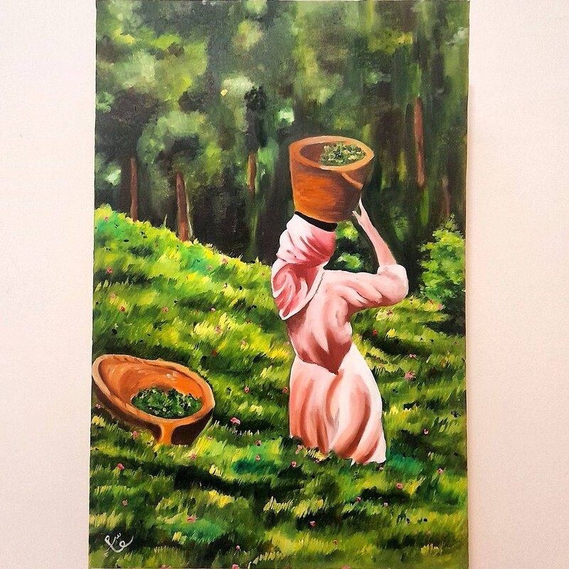 نقاشی رنگ روغن مزرعه چای در ابعاد مختلف 