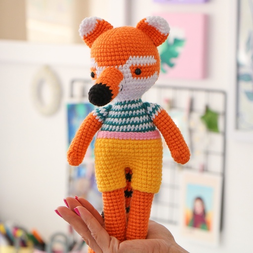 عروسک کاموایی مدل روباه نارنجی دستبافت 