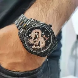 ساعت مردانه برند ROLEX دراگون  اژدها  رنگ رز گلد تاریخدار   ضدآب بند استیل885000تومان فروش به صورت تک و عمده 