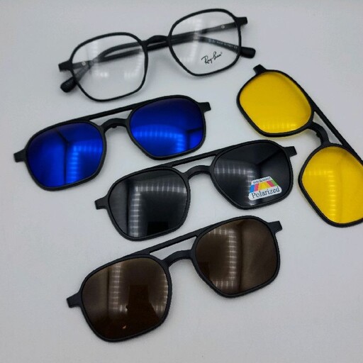 فریم عینک طبی با 4 کاور مگنتی آفتابی رای بن Ray Ban  کد 2307