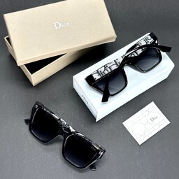 عینک آفتابی زنانه مارک Dior فریم کائوچویی سبک با دسته های چرمی مارک