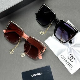 عینک آفتابی زنانه زنجیر  دار  طرح جدید مارک CHANNEL بهمراه کاور و دستمال اورجینال مارک چنل