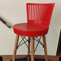صندلی فایبر پایه بلند ارکا،تنوع رنگ بالا، سبک و مقاوم ، مناسب برای میز کانتر و اپن،پایه چوبی،