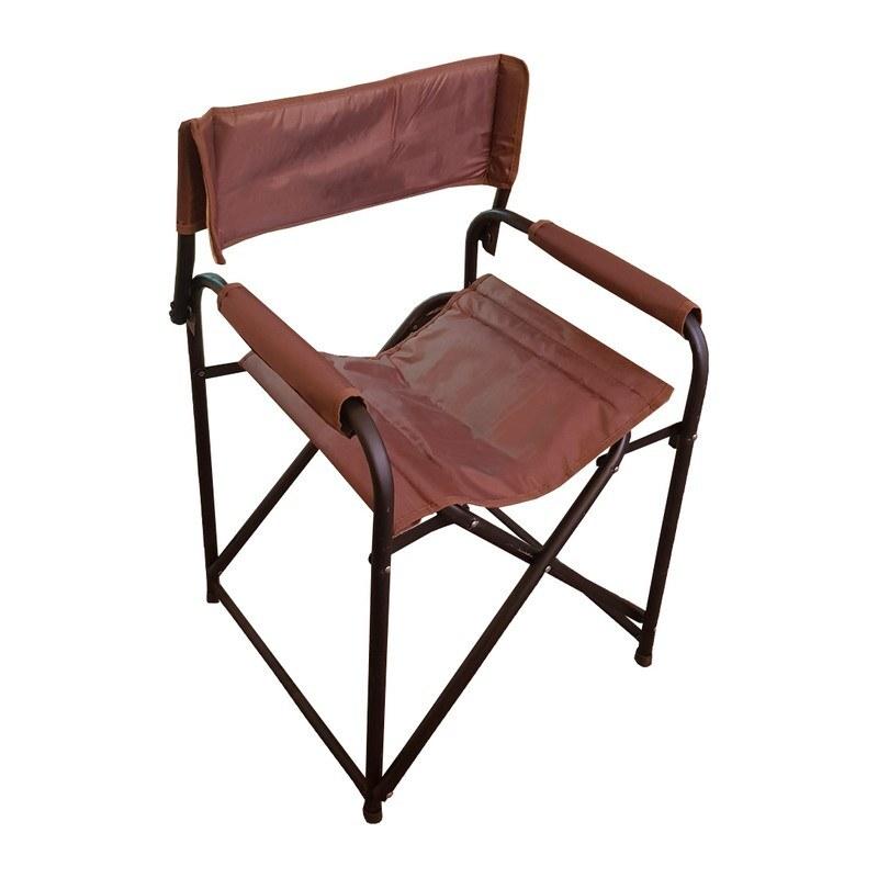 صندلی مسافرتی تاشو مدل پشتی دار و دسته دار -برزنتی و آهنی - رنگ  کرم