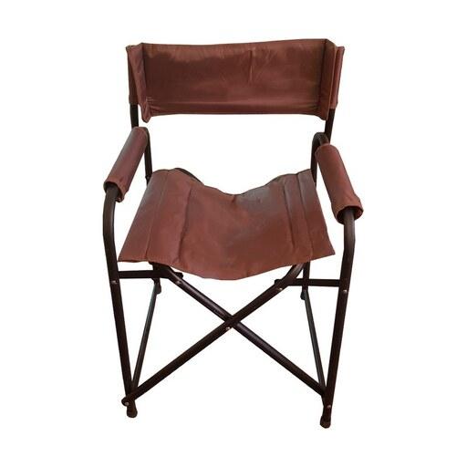 صندلی مسافرتی تاشو مدل پشتی دار و دسته دار -برزنتی و آهنی - رنگ سرمه ای 