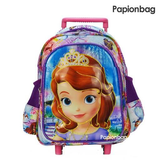 کیف مدرسه دخترانه چرخدار خارجی طرح سوفیا کد100 مناسب پیش دبستانی و کلاس اول