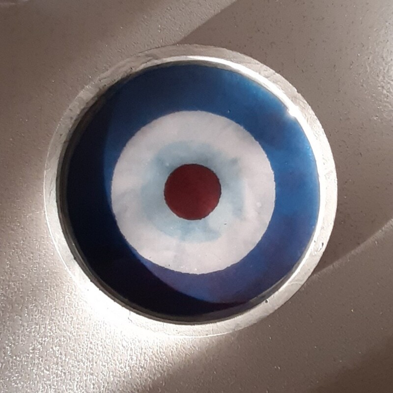 دیوارکوب پلیمر  رزین چشم نظر  10 سانتیمتر ی رنگ سفید و آبی